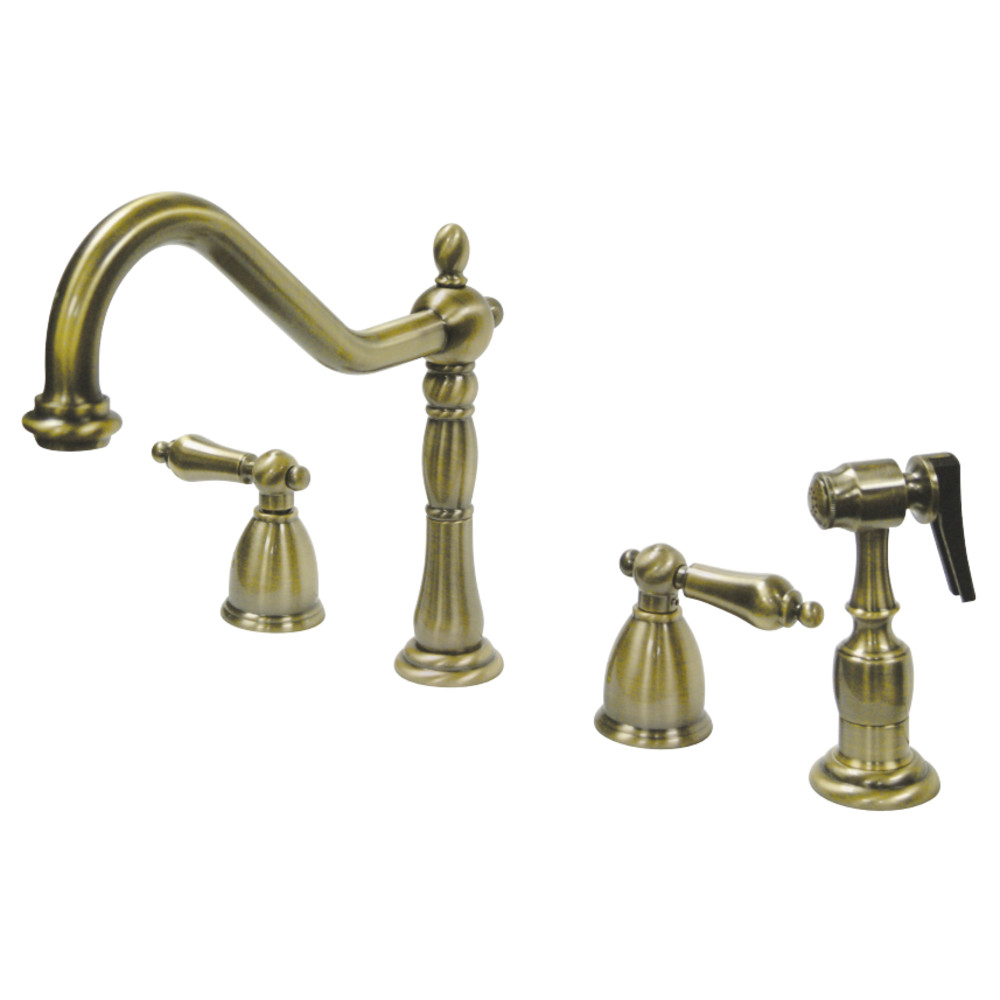 Kingston Brass KB1793ALBS Widespread Kitchen Faucet, Antique Brass