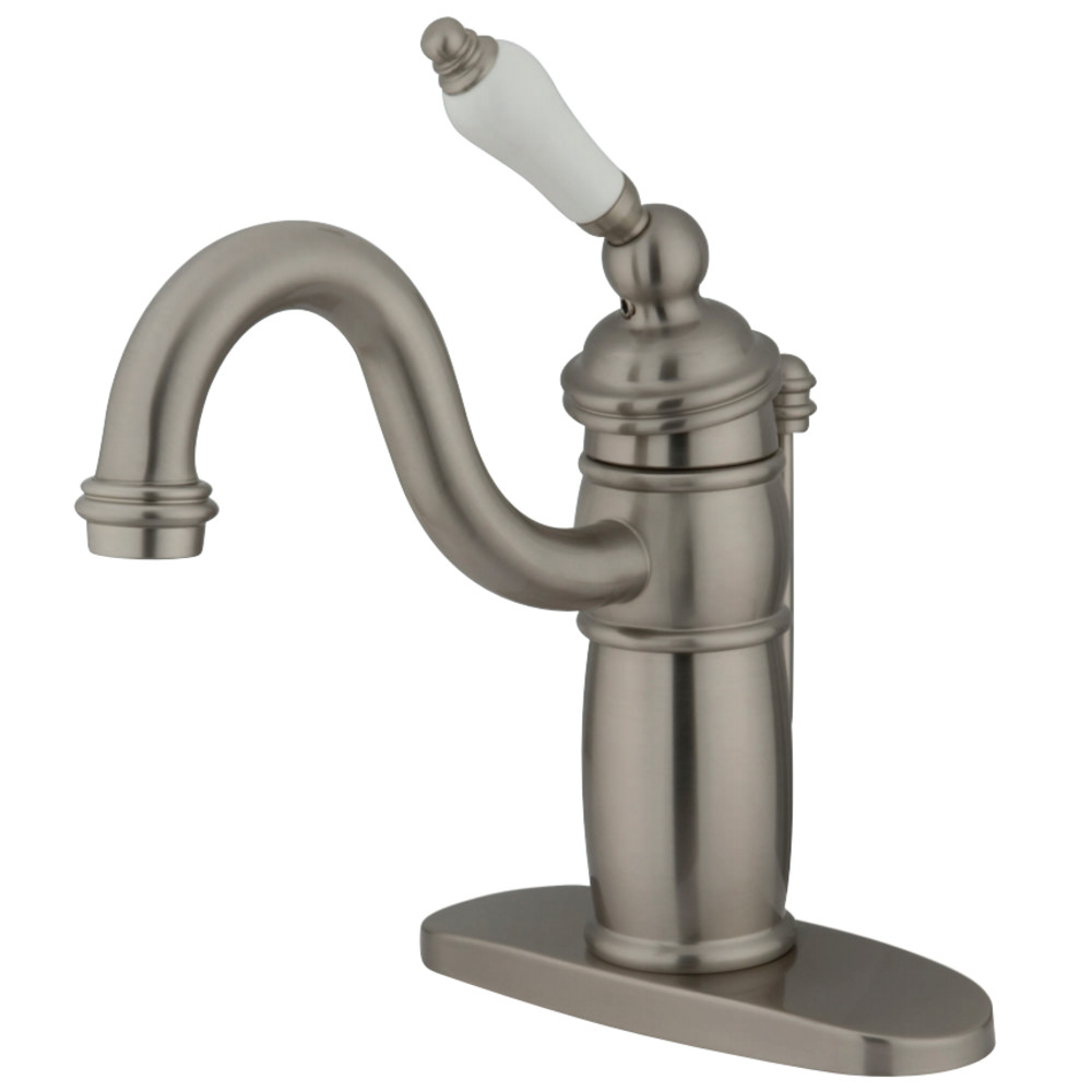 Kingston Brass KB1408PL Victorian Single-Handle Bathroom Faucet with Pop-Up Drain, Brushed Nickel