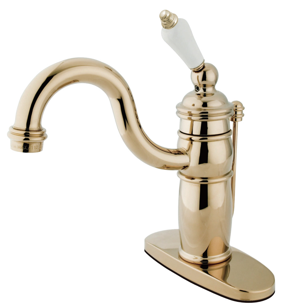 Kingston Brass KB1402PL Victorian Single-Handle Bathroom Faucet with Pop-Up Drain, Polished Brass