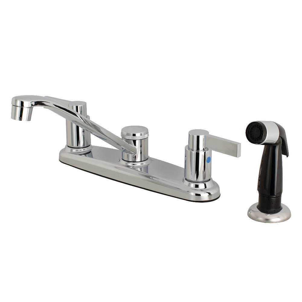 Kingston Brass FB112NDL NuvoFusion 8-Inch Centerset Kitchen Faucet with Sprayer, Polished Chrome