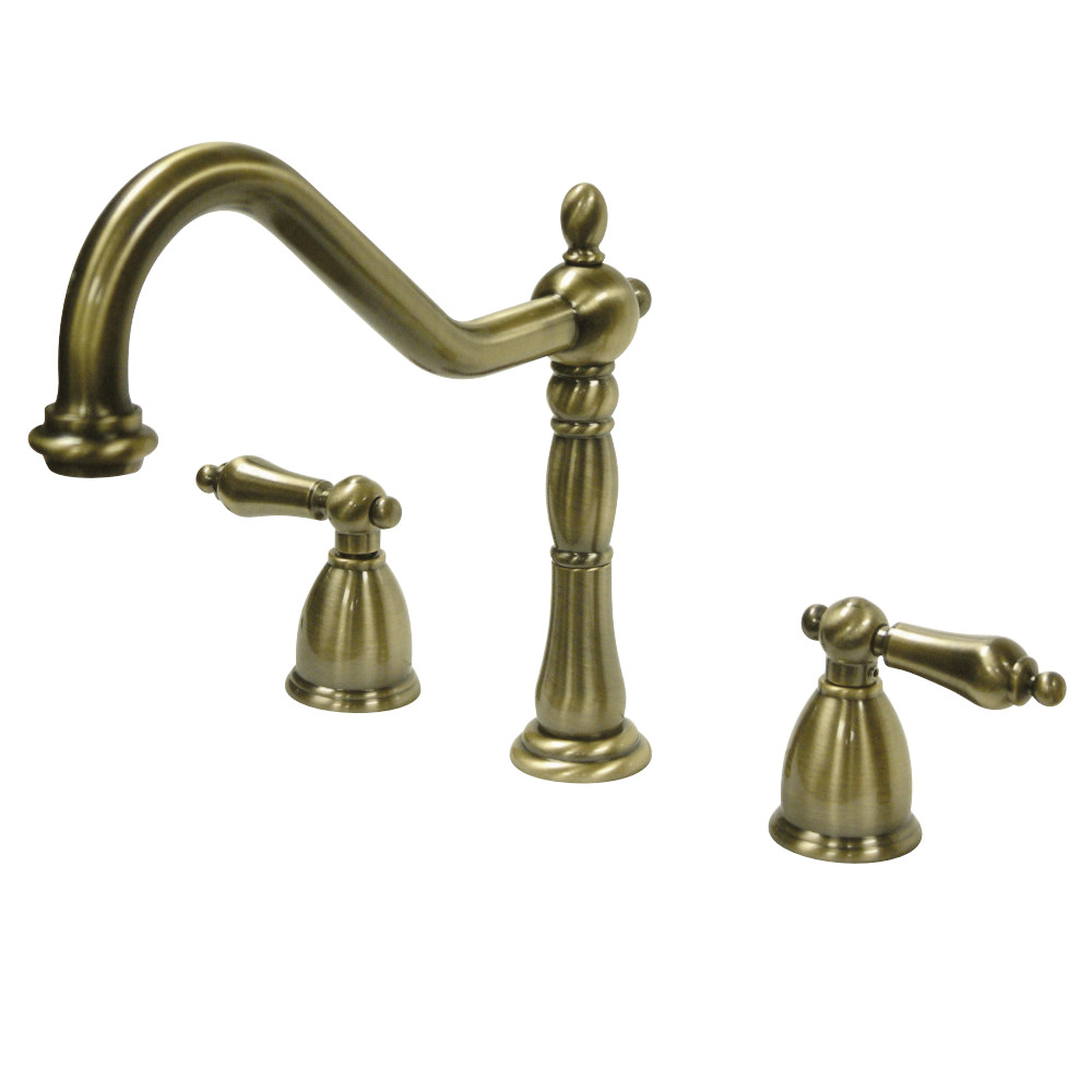 Kingston Brass KB1793ALLS Widespread Kitchen Faucet, Antique Brass