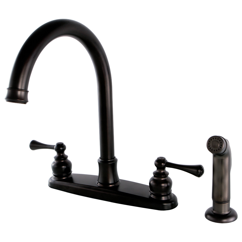 Kingston Brass FB7795BLSP Vintage 8-Inch Centerset Kitchen Faucet with Sprayer, Oil Rubbed Bronze