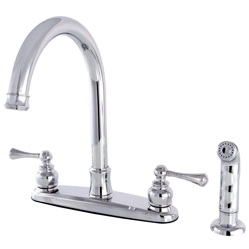 Kingston Brass FB7791BLSP Vintage 8-Inch Centerset Kitchen Faucet with Sprayer, Polished Chrome