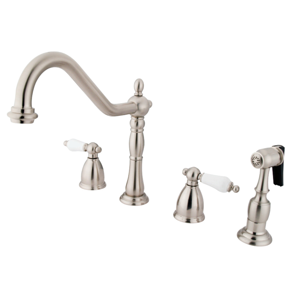 Kingston Brass KB1798PLBS Widespread Kitchen Faucet, Brushed Nickel