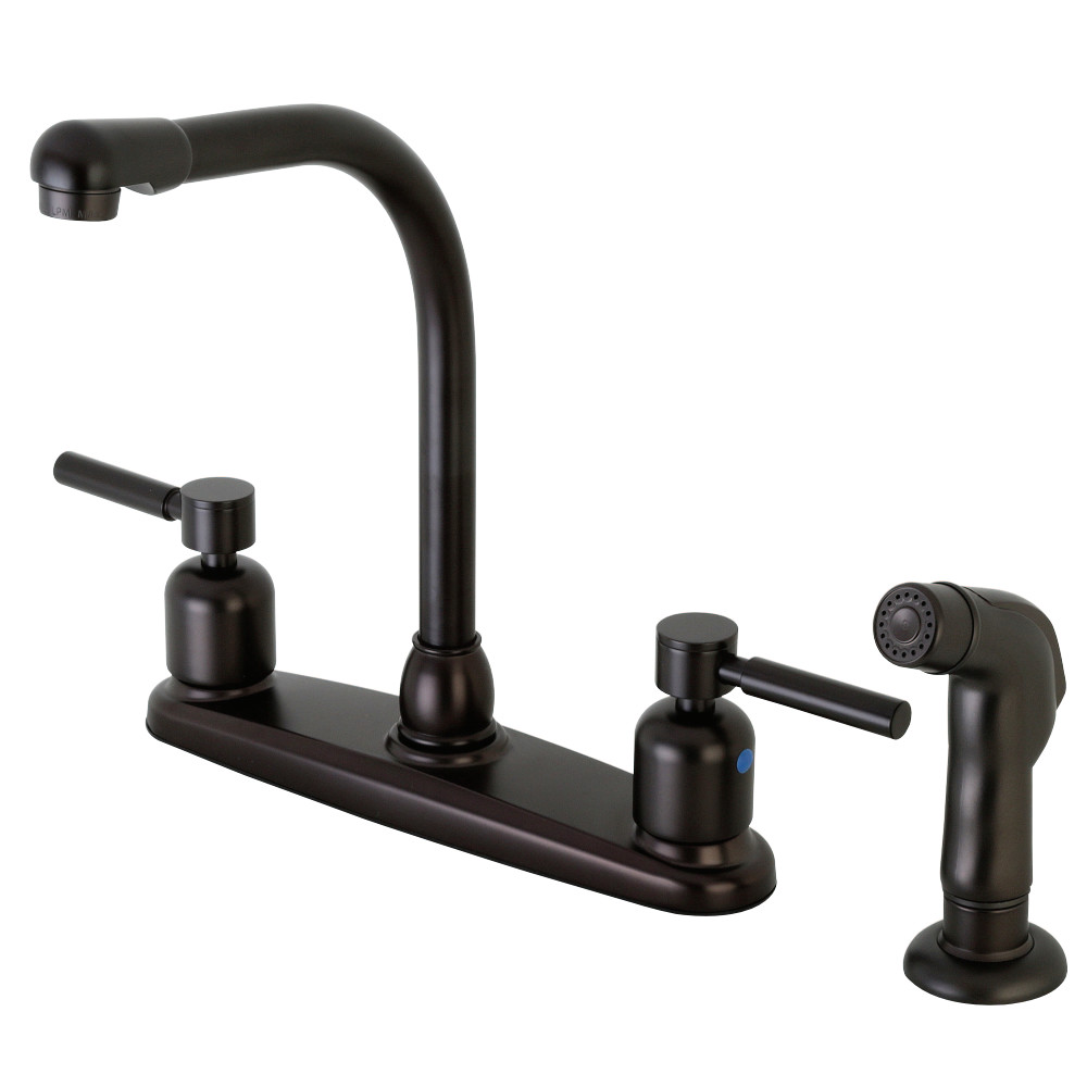 Kingston Brass FB755DLSP Concord 8-Inch Centerset Kitchen Faucet with Sprayer, Oil Rubbed Bronze