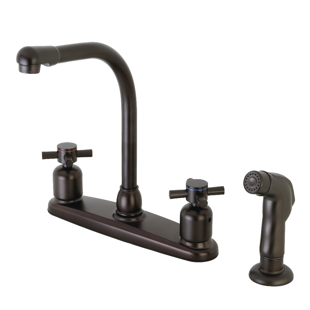 Kingston Brass FB755DXSP Concord 8-Inch Centerset Kitchen Faucet with Sprayer, Oil Rubbed Bronze
