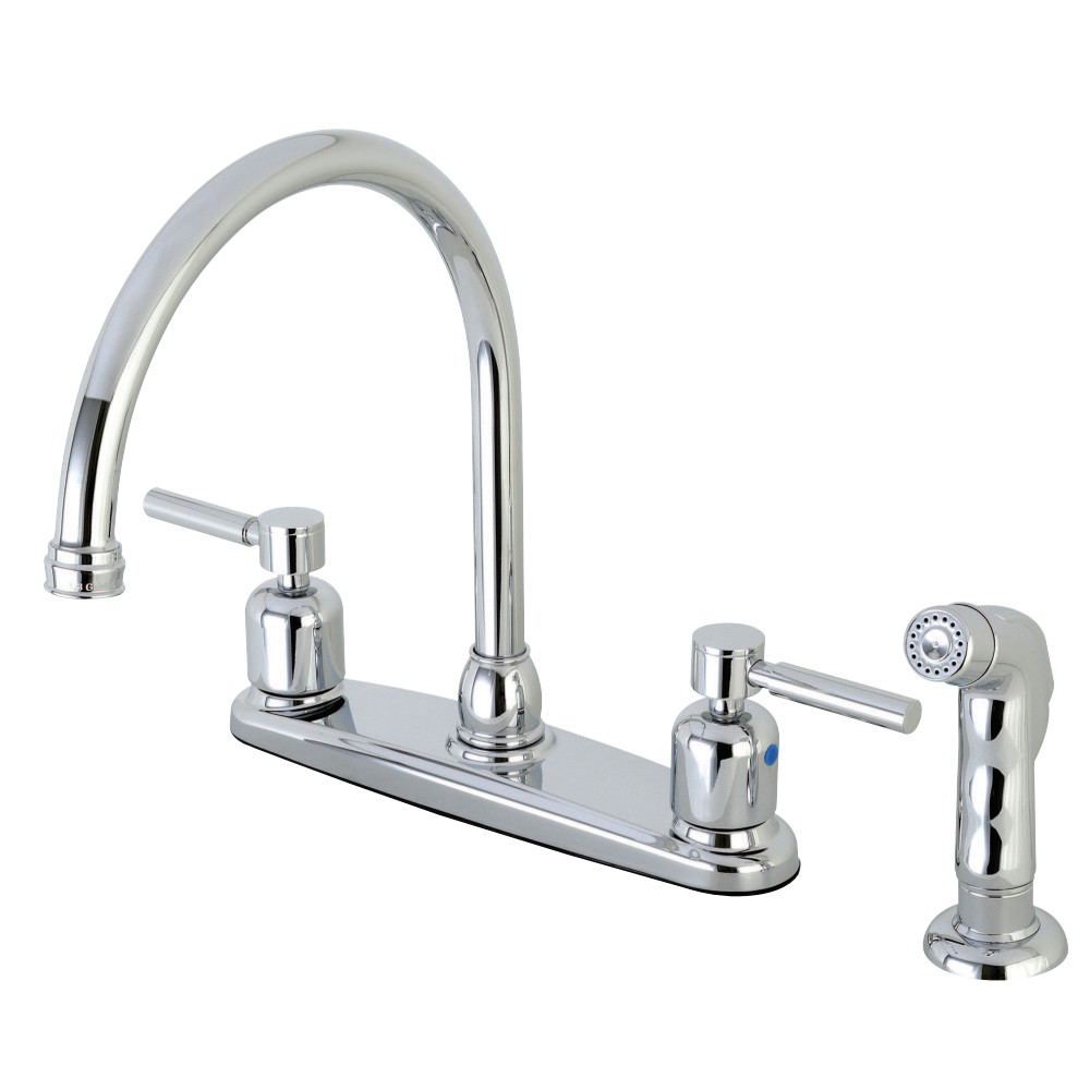 Kingston Brass FB791DLSP Concord 8-Inch Centerset Kitchen Faucet with Sprayer, Polished Chrome