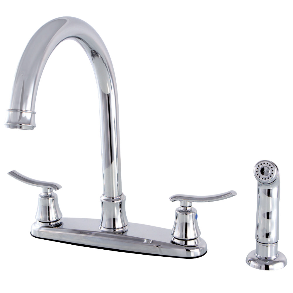Kingston Brass FB7791JLSP 8-Inch Centerset Kitchen Faucet with Sprayer, Polished Chrome