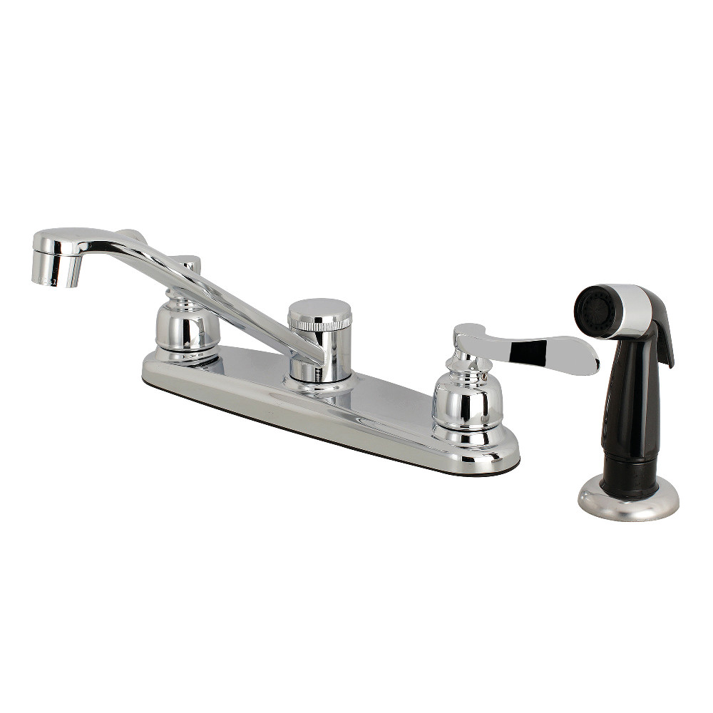 Kingston Brass FB112NFL NuWave French 8-Inch Centerset Kitchen Faucet with Sprayer, Polished Chrome