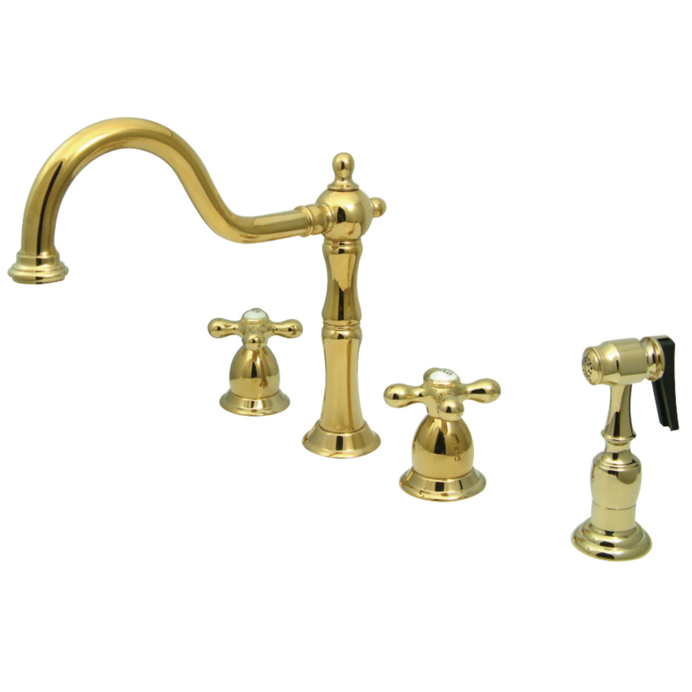 Kingston Brass KB1792AXBS Widespread Kitchen Faucet, Polished Brass