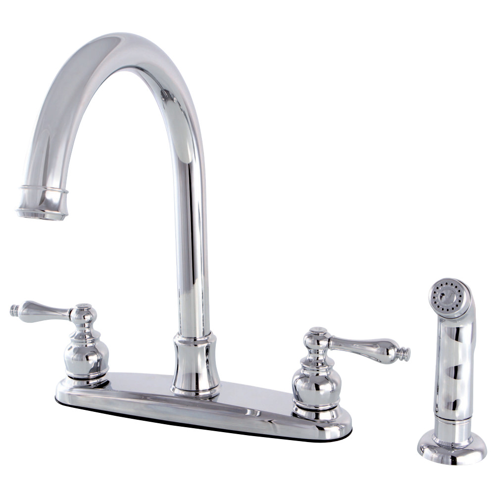 Kingston Brass FB7791ALSP Victorian 8-Inch Centerset Kitchen Faucet with Sprayer, Polished Chrome