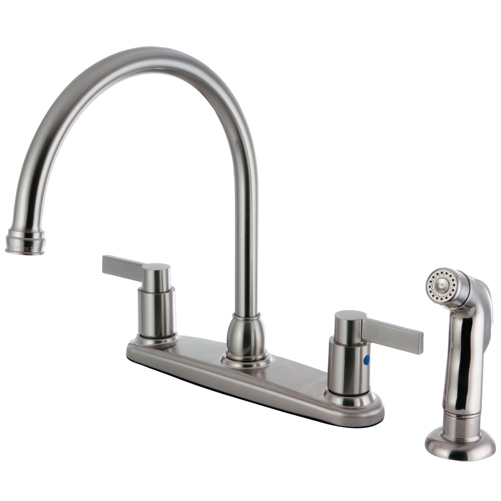 Kingston Brass FB2798NDLSP NuvoFusion 8-Inch Centerset Kitchen Faucet with Sprayer, Brushed Nickel
