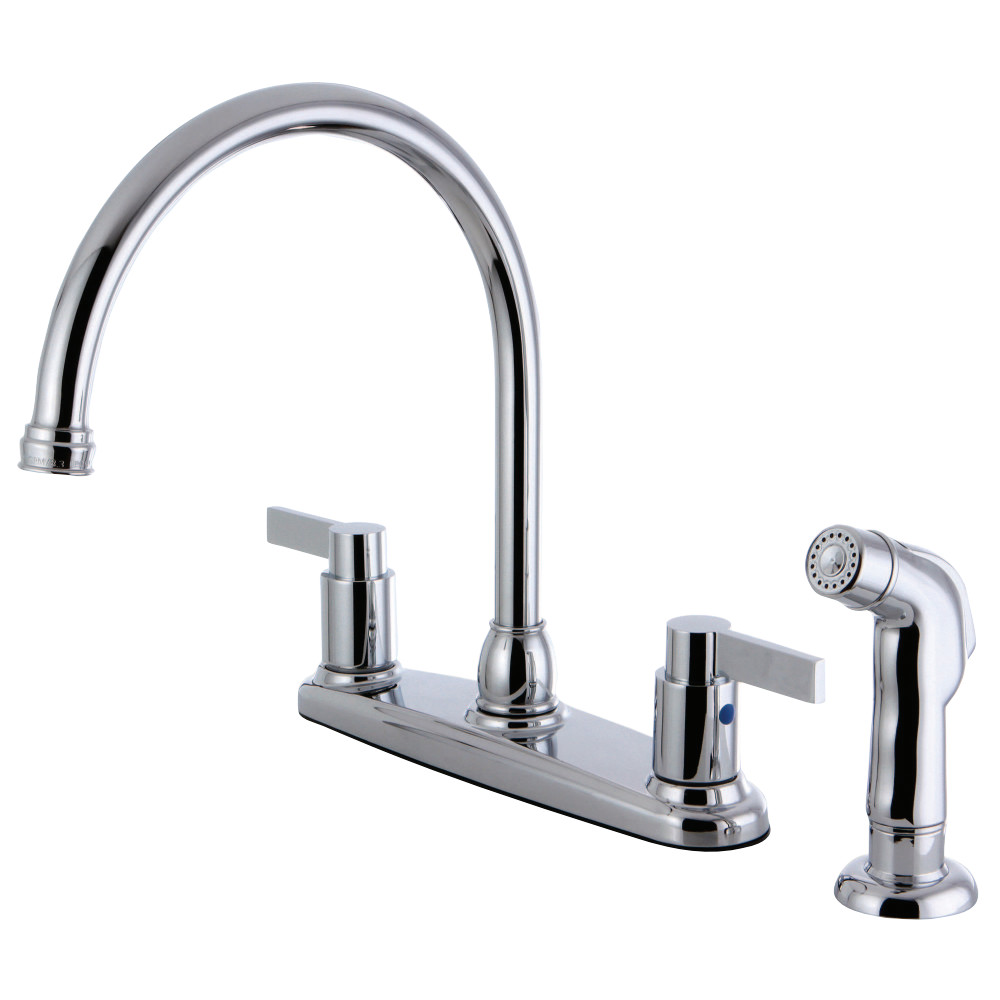 Kingston Brass FB2791NDLSP NuvoFusion 8-Inch Centerset Kitchen Faucet with Sprayer, Polished Chrome