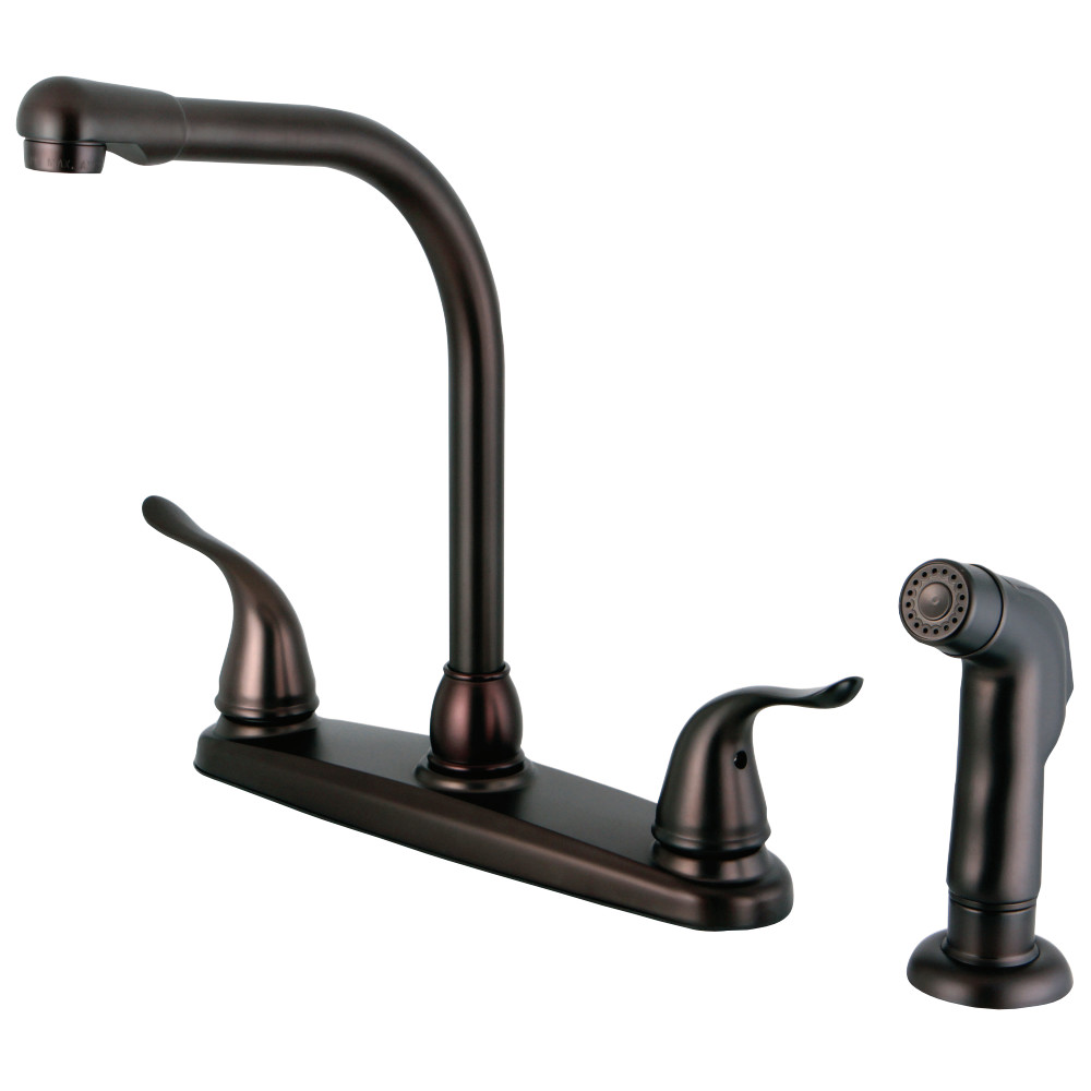 Kingston Brass FB2755YLSP Yosemite 8-Inch Centerset Kitchen Faucet with Sprayer, Oil Rubbed Bronze