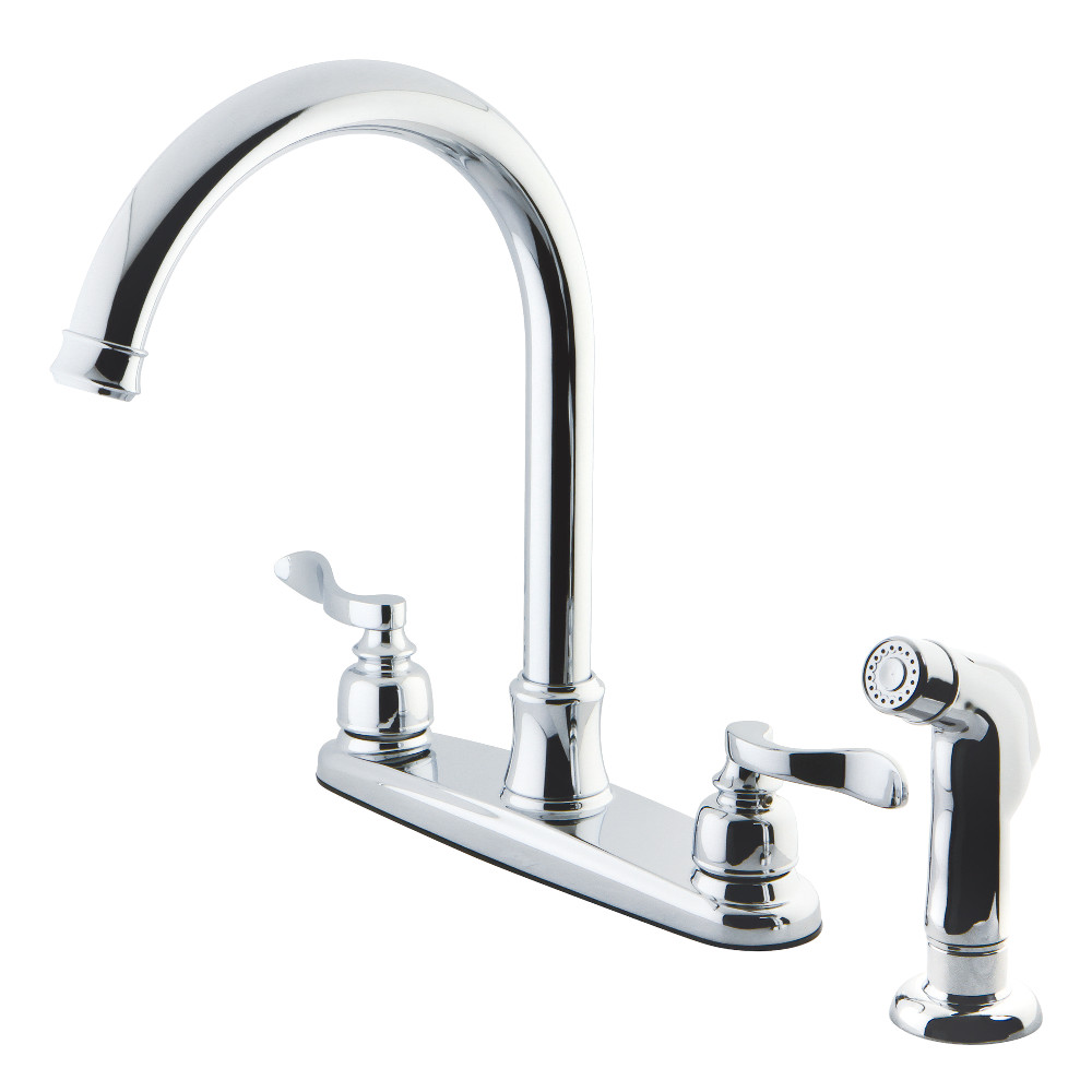 Kingston Brass FB7791NFLSP NuWave French 8-Inch Centerset Kitchen Faucet with Sprayer, Polished Chrome