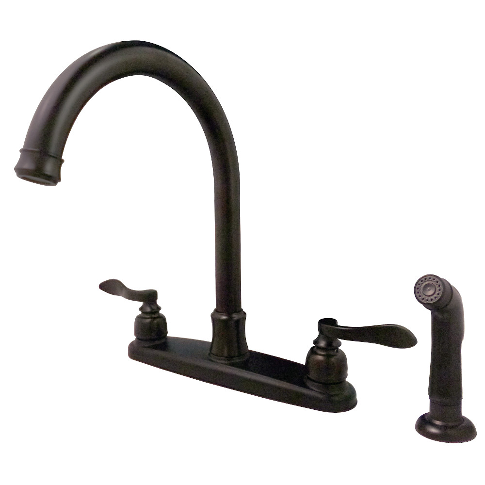 Kingston Brass FB7795NFLSP NuWave French 8-Inch Centerset Kitchen Faucet with Sprayer, Oil Rubbed Bronze