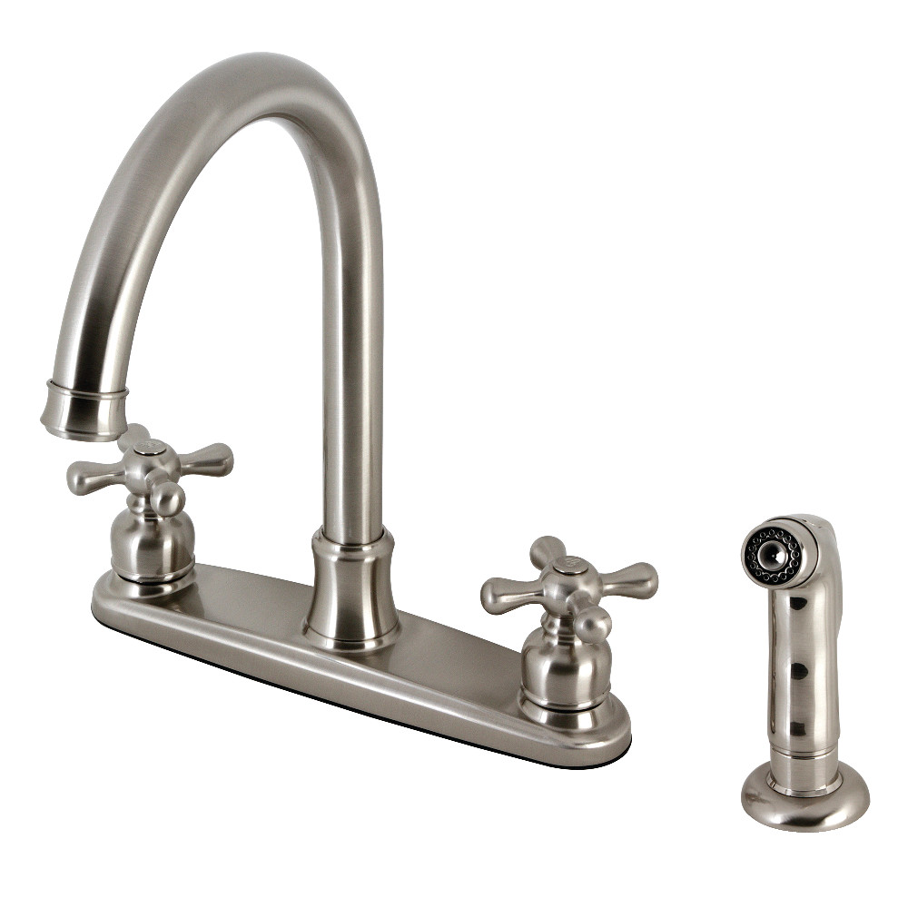 Kingston Brass FB7798AXSP Victorian 8-Inch Centerset Kitchen Faucet with Sprayer, Brushed Nickel