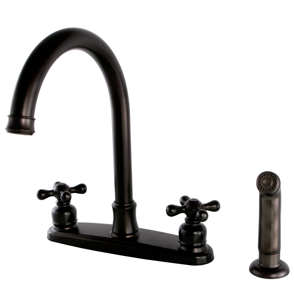 Kingston Brass FB7795AXSP Victorian 8-Inch Centerset Kitchen Faucet with Sprayer, Oil Rubbed Bronze