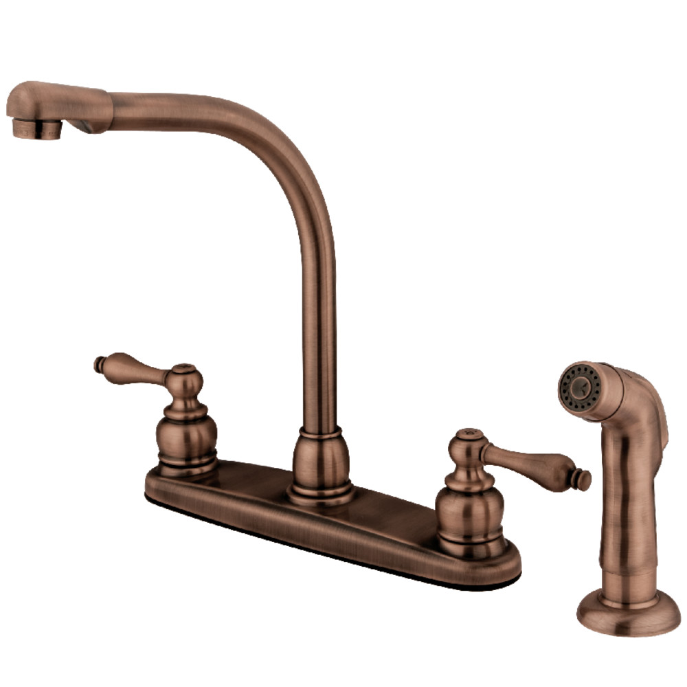 Kingston Brass KB716ALSP Victorian Centerset Kitchen Faucet, Antique Copper