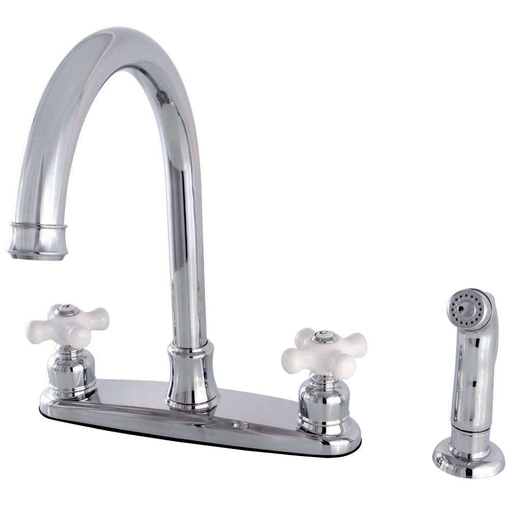 Kingston Brass FB7791PXSP Victorian 8-Inch Centerset Kitchen Faucet with Sprayer, Polished Chrome