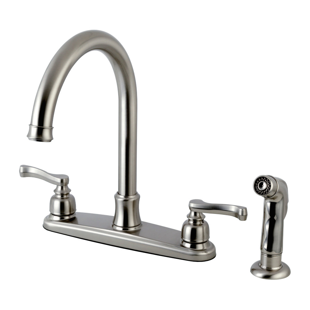 Kingston Brass FB7798FLSP Royale 8-Inch Centerset Kitchen Faucet with Sprayer, Brushed Nickel
