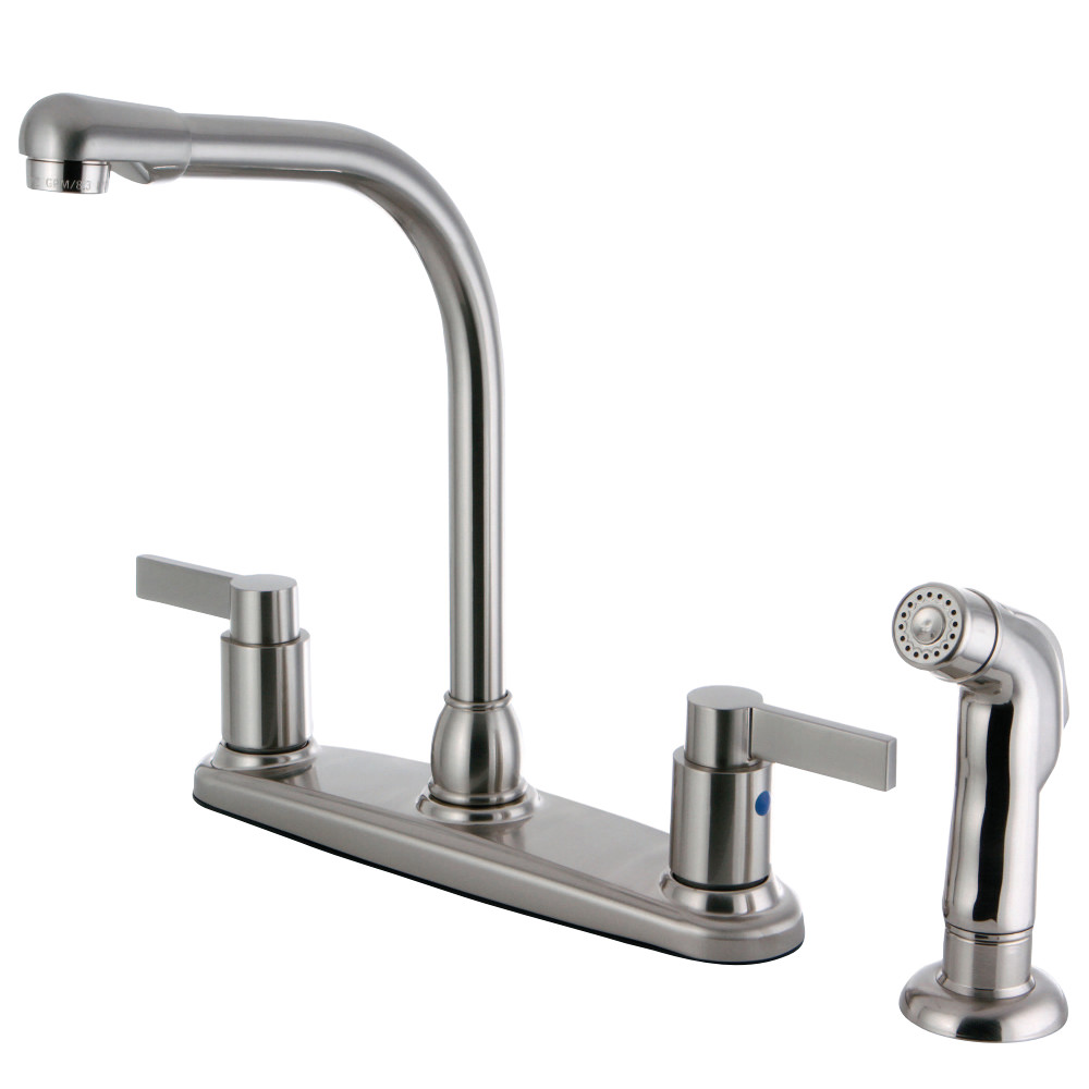 Kingston Brass FB2758NDLSP NuvoFusion 8-Inch Centerset Kitchen Faucet with Sprayer, Brushed Nickel