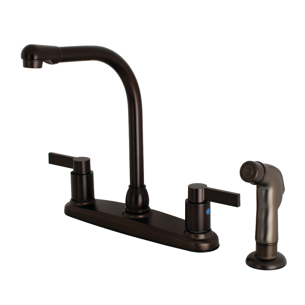 Kingston Brass FB2755NDLSP NuvoFusion 8-Inch Centerset Kitchen Faucet with Sprayer, Oil Rubbed Bronze