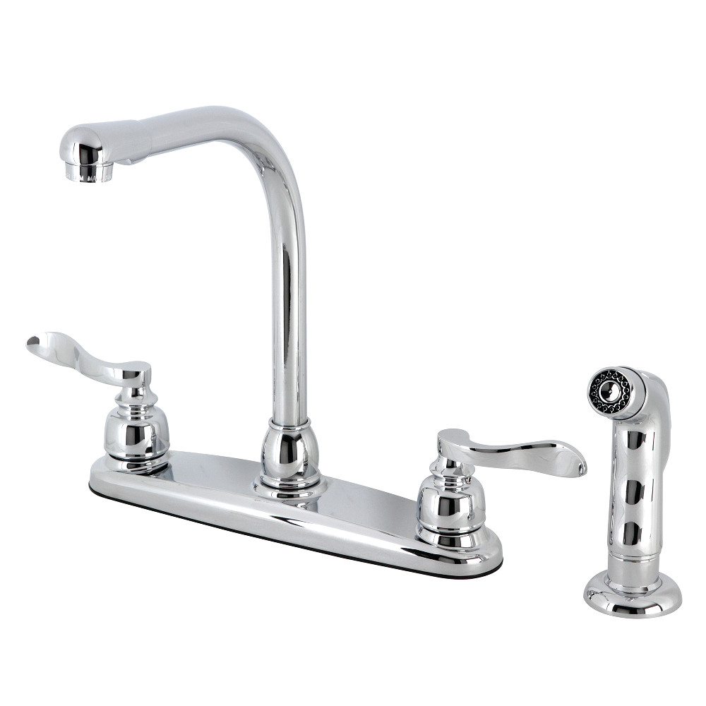 Kingston Brass FB751NFLSP NuWave French 8-Inch Centerset Kitchen Faucet with Sprayer, Polished Chrome