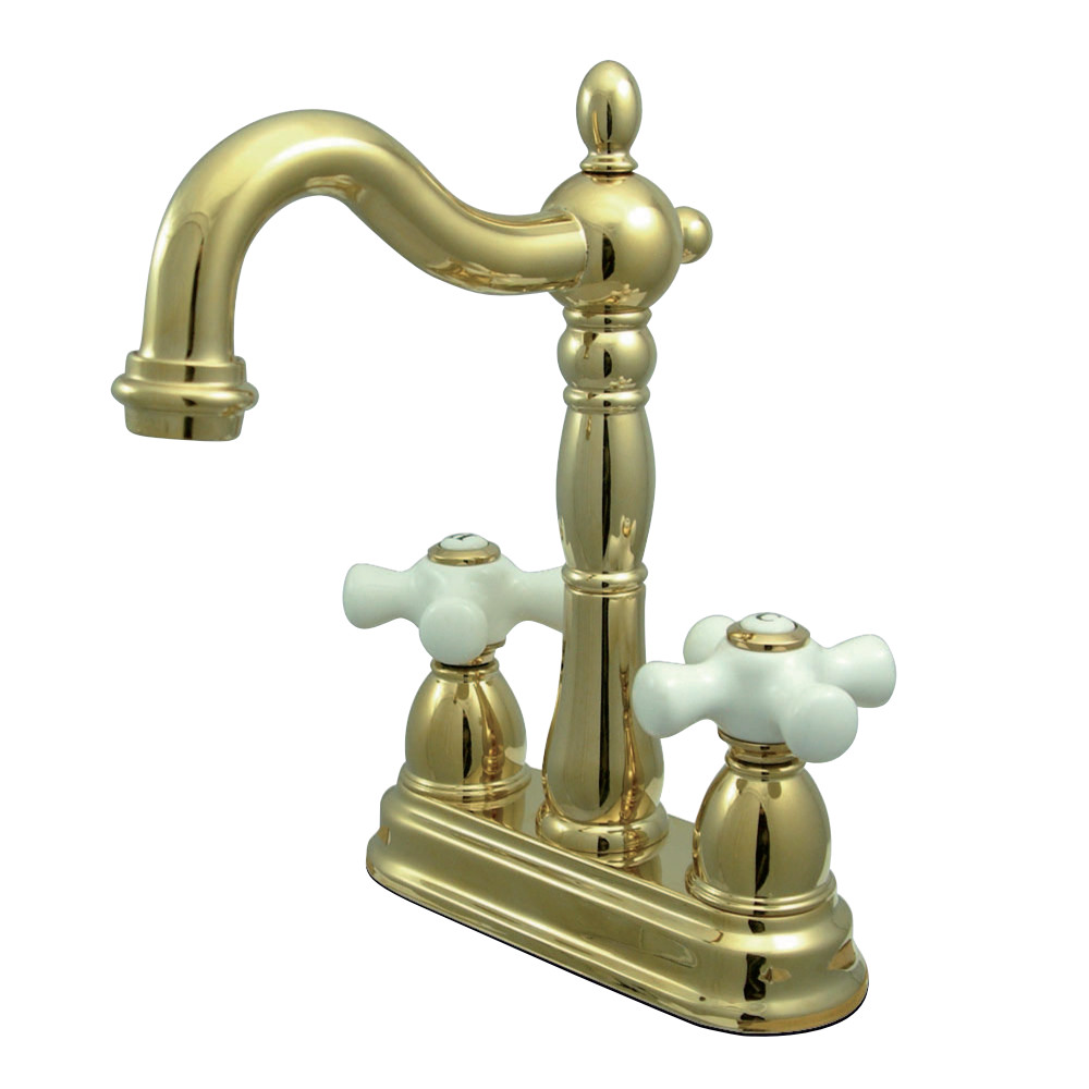 Kingston Brass KB1492PX Heritage Two-Handle Bar Faucet, Polished Brass