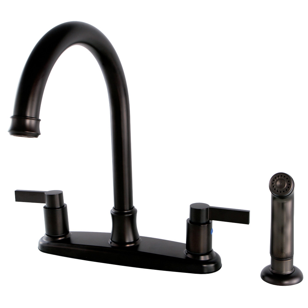Kingston Brass FB7795NDLSP NuvoFusion 8-Inch Centerset Kitchen Faucet with Sprayer, Oil Rubbed Bronze