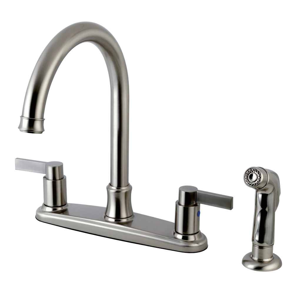 Kingston Brass FB7798NDLSP NuvoFusion 8-Inch Centerset Kitchen Faucet with Sprayer, Brushed Nickel