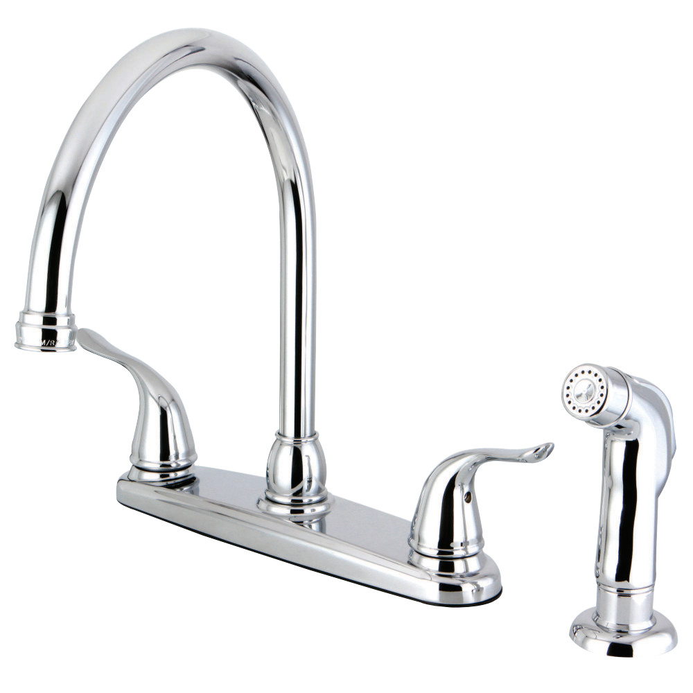 Kingston Brass FB2791YLSP Yosemite 8-Inch Centerset Kitchen Faucet with Sprayer, Polished Chrome