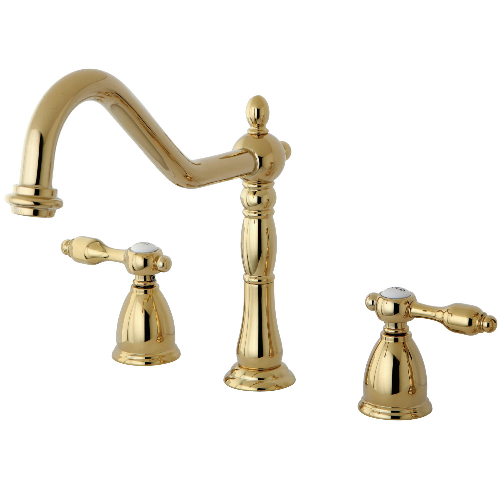 Kingston Brass KB1792TALLS Widespread Kitchen Faucet, Polished Brass