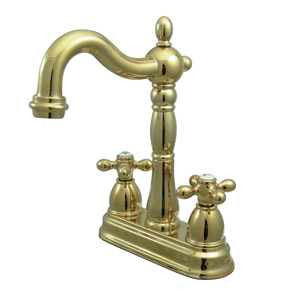 Kingston Brass KB1492AX Heritage Two-Handle Bar Faucet, Polished Brass