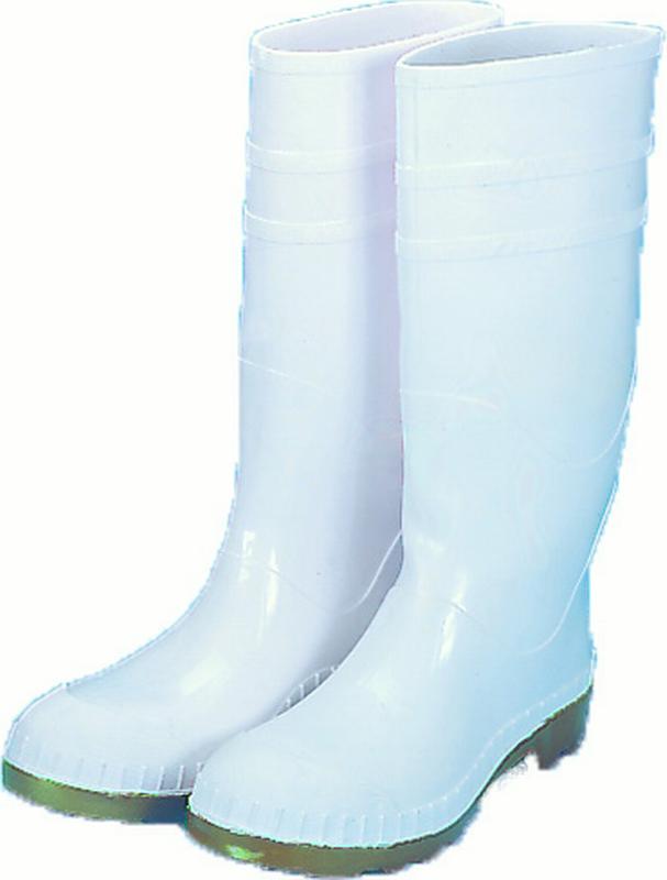 16 in. PVC Work Boot Over The Sock, White Steel Toe, Size 10
