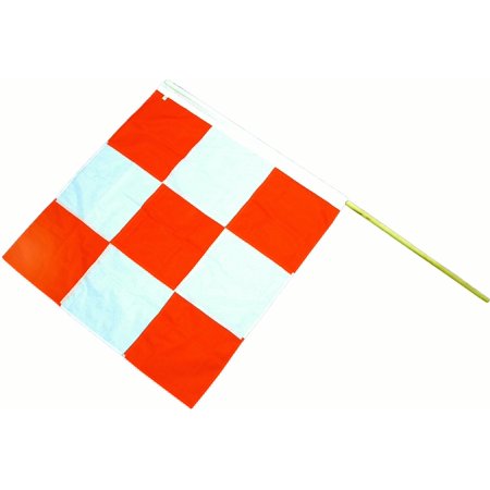 Heavy-Duty Nylon Airport Flag with 60 in. Staff, 36 in. Length x 36 in. Width, Orange/White