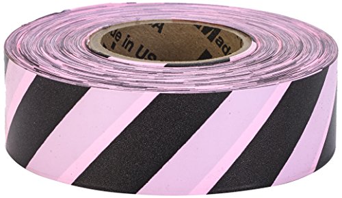 Flagging Tape Ultra Flag, 1-3/16" x 100 YDS, Pink and Black Stripe 