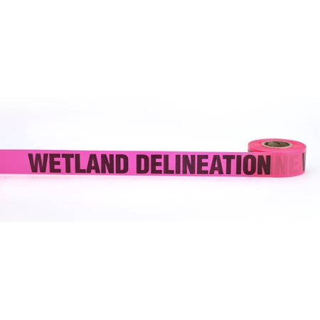 Flagging Tape Printed "Wetland Delineation", 1-1/2" x 50 YDS, Glow Pink 
