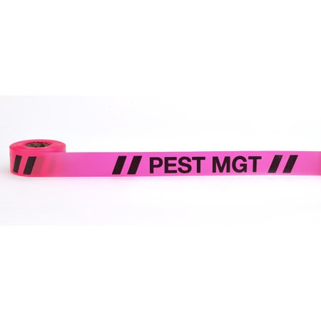 Flagging Tape Printed "Pest Management", 1-1/2" x 50 YDS, Glow Pink 