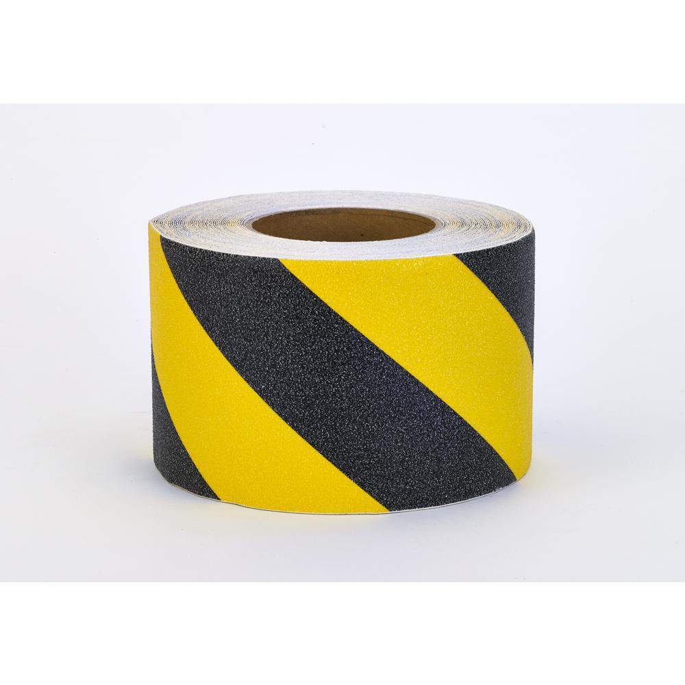 High Quality Non-Skid Hazard Stripe Abrasive Tape, 60' Length x 1" Width, Yellow/Black