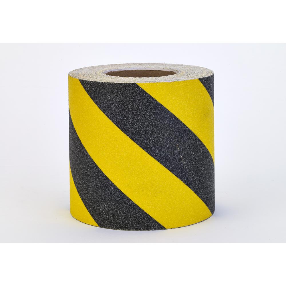 High Quality Non-Skid Hazard Stripe Abrasive Tape, 60' Length x 6" Width, Yellow/Black
