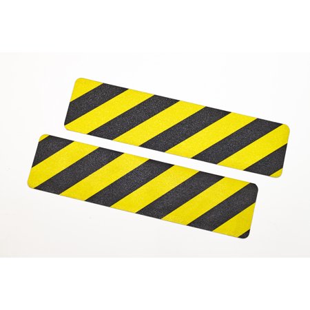 Die Cut Non-Skid Hazard Stripe Abrasive Tape, 6" x 24", Yellow/Black