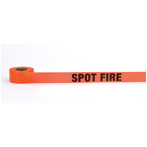 Flagging Tape Printed "Spot Fire", 1-1/2" x 50 YDS, Glow Orange 