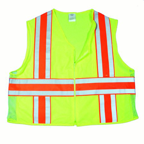 High Visibility ANSI Class 2 Deluxe Dot Vest with Vertical and Horizontal Silver/Orange/Silver Reflective Stripes, 3X-Large, Lim