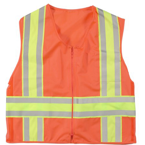 High Visibility ANSI Class 2 Solid Deluxe DOT Safety Vest With Pockets, X-Large, Orange