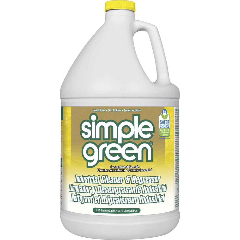 Simple Green Industrial Cleaner/Degreaser - Concentrate Liquid - 128 fl oz (4 quart) - Lemon Scent - 6 / Carton - Lemon