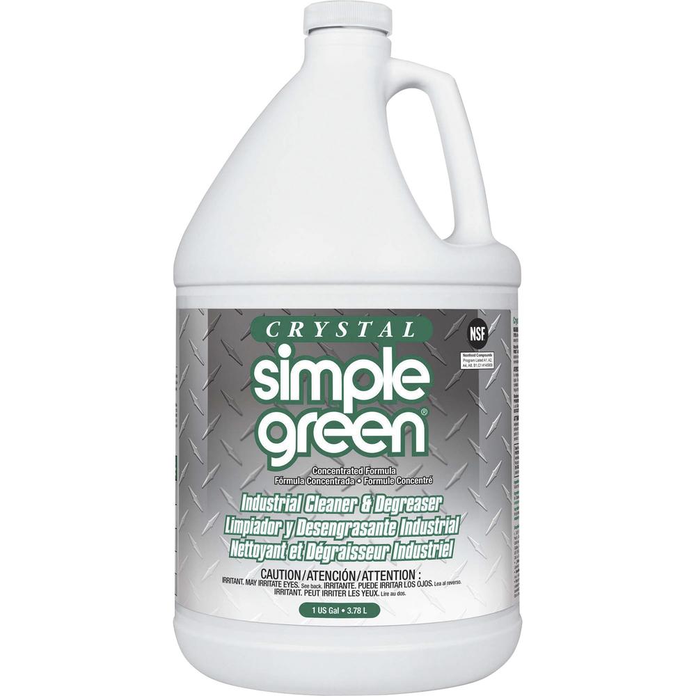 Simple Green Crystal Industrial Cleaner/Degreaser - Concentrate Liquid - 128 fl oz (4 quart) - Bottle - 6 / Carton - Clear