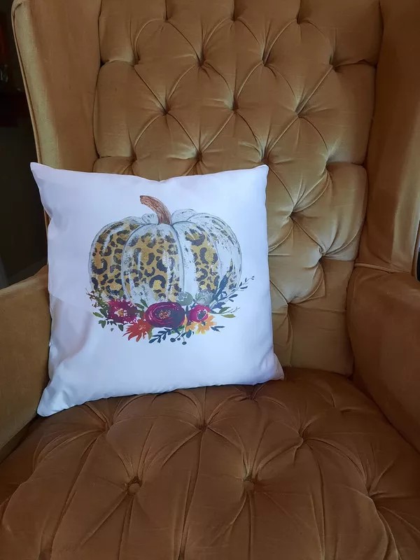 Leopard Print Pumpkin Throw Pillow 16x16 Throw Pillow