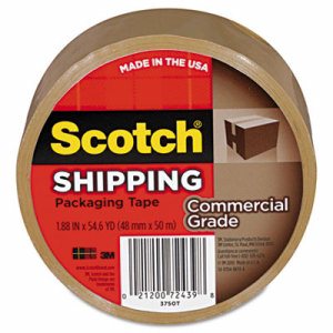 3750 Commercial Grade Packaging Tape, 1.88" x 54.6yds, 3" Core, Tan