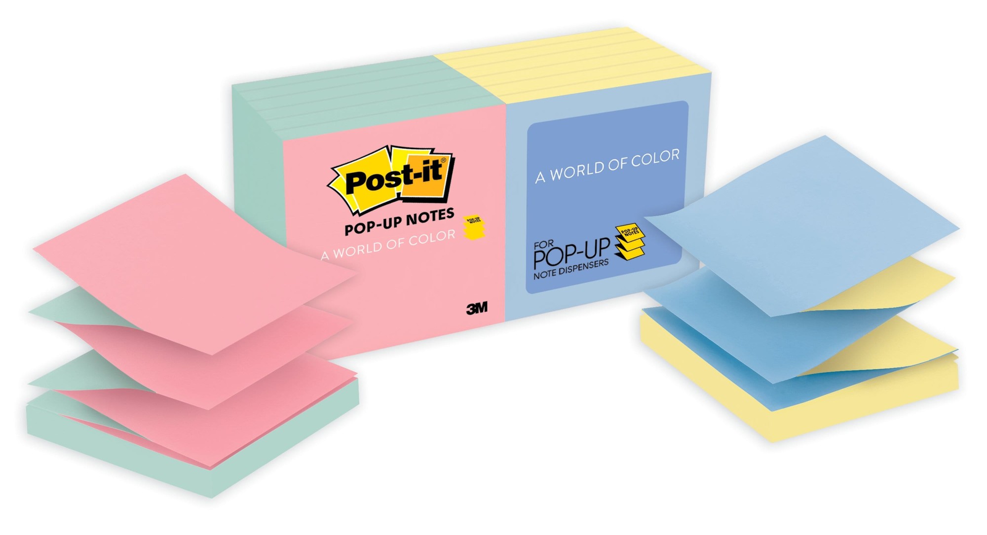 Original Pop-up Refill, Alternating Marseille Colors, 3 x 3, 100-Sheet, 12/Pack